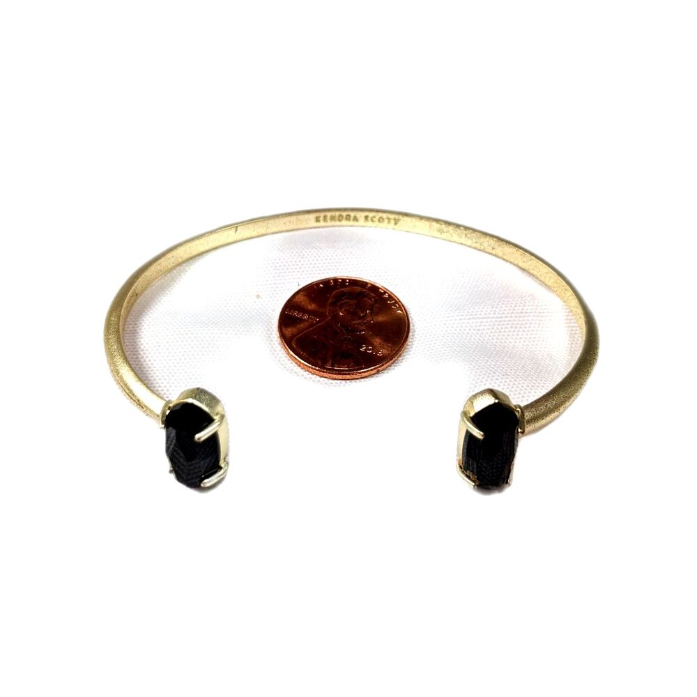 Kendra Scott Bracelet Gold Black Glass Stones Pinch Cuff Edie Elton Bangle